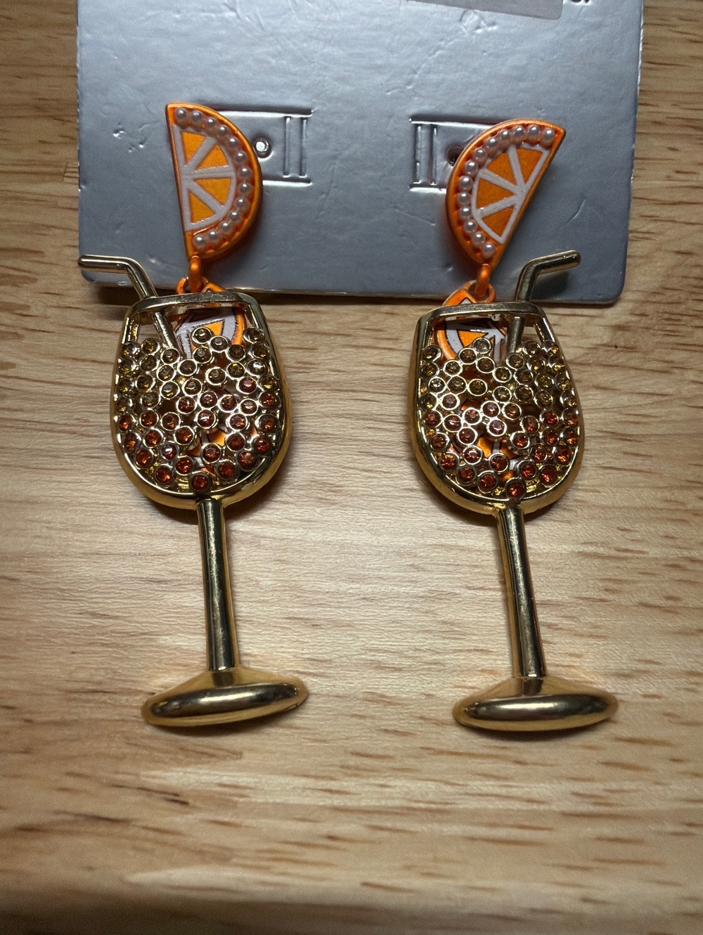 Sugarfix by BaubleBar Cocktail Glass Earrings with Orange Slice Accent